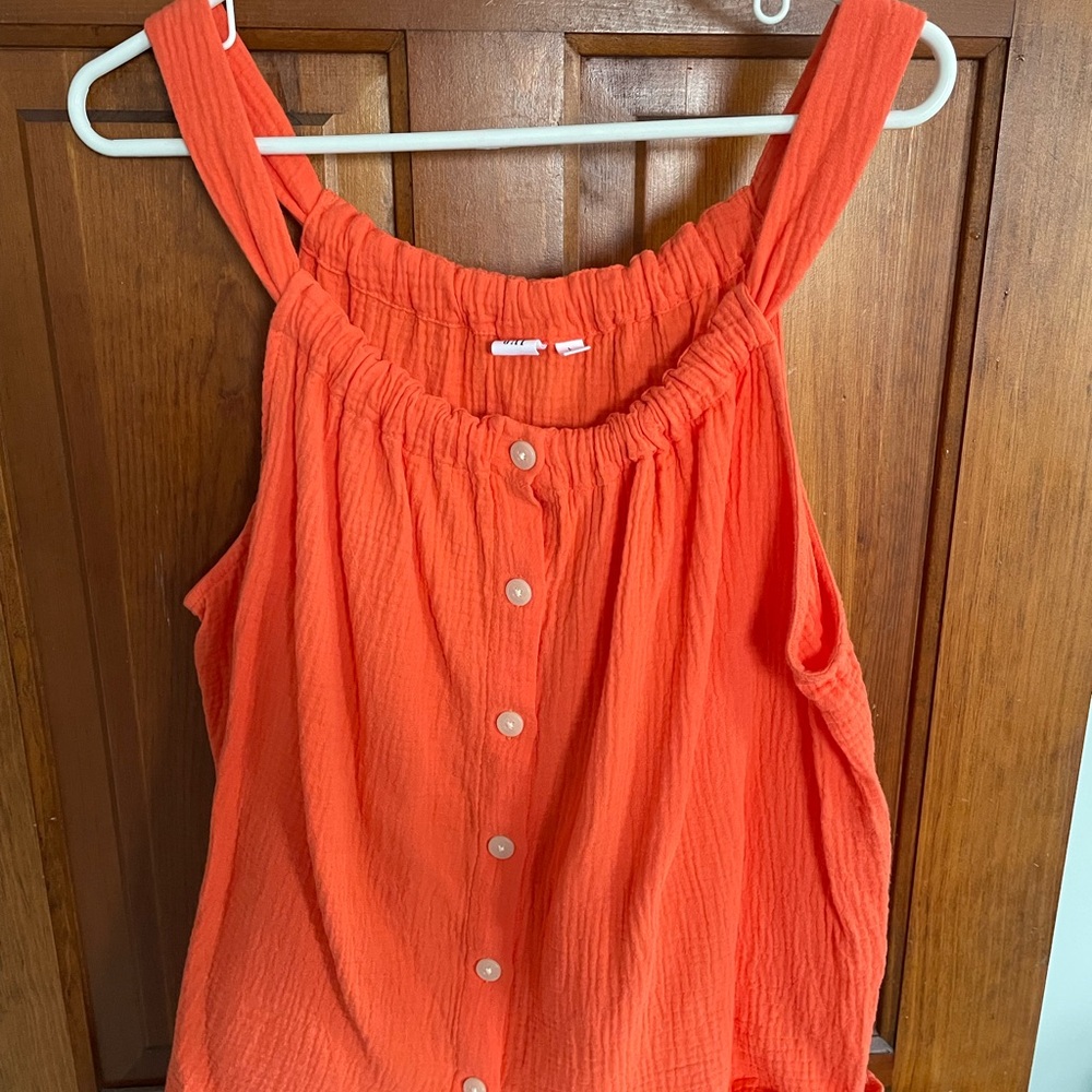 GAP Orange Smocked Sleeveless Tank Top